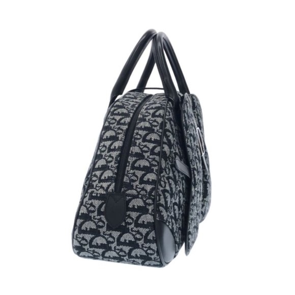 100% Authentic Christian Dior Double Saddle Navy White Black Jacquard Bag - Picture 3 of 12